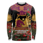 Personalised Brisbane Broncos Rugby ANZAC Day Long Sleeve Shirt Last Post Poppy We Will Remember Them