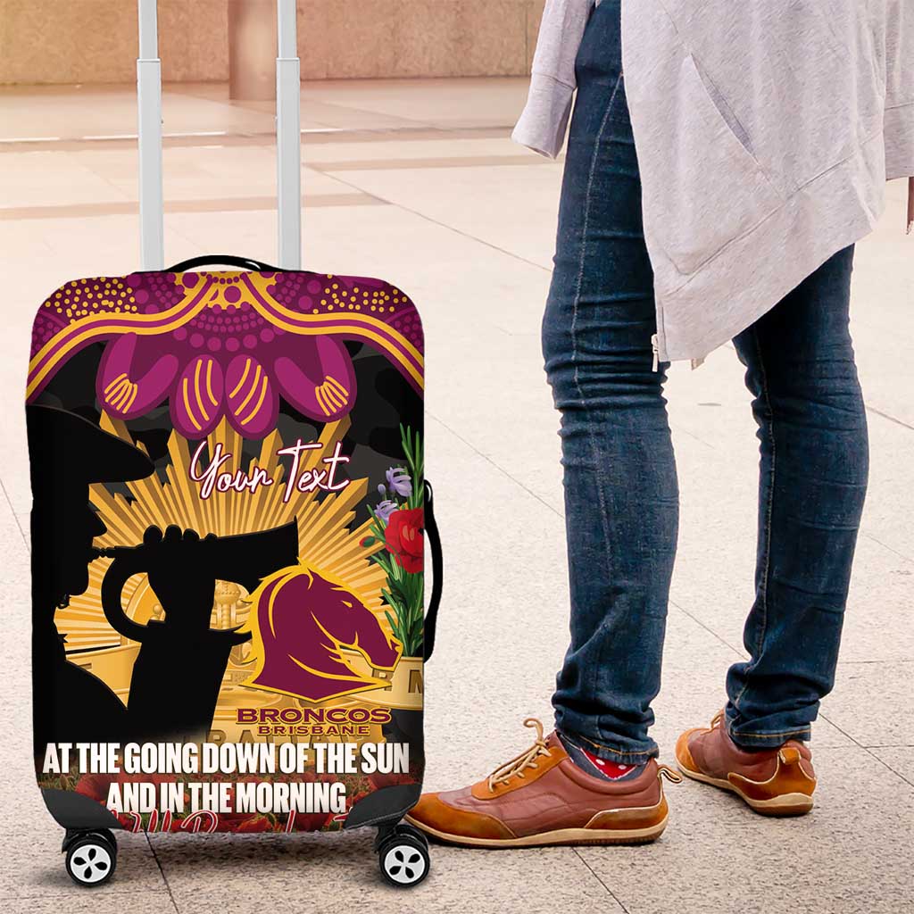 Personalised Brisbane Broncos Rugby ANZAC Day Luggage Cover Last Post Poppy We Will Remember Them