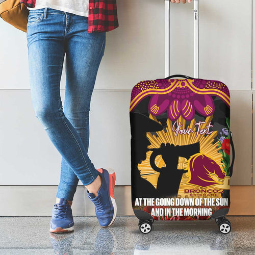 Personalised Brisbane Broncos Rugby ANZAC Day Luggage Cover Last Post Poppy We Will Remember Them