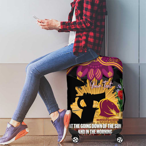 Personalised Brisbane Broncos Rugby ANZAC Day Luggage Cover Last Post Poppy We Will Remember Them