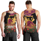 Personalised Brisbane Broncos Rugby ANZAC Day Men Tank Top Last Post Poppy We Will Remember Them