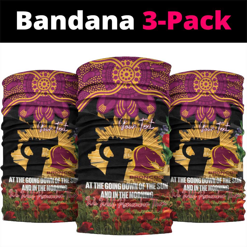 Personalised Brisbane Broncos Rugby ANZAC Day Neck Gaiter Last Post Poppy We Will Remember Them