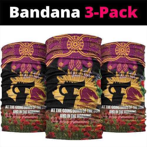 Personalised Brisbane Broncos Rugby ANZAC Day Neck Gaiter Last Post Poppy We Will Remember Them