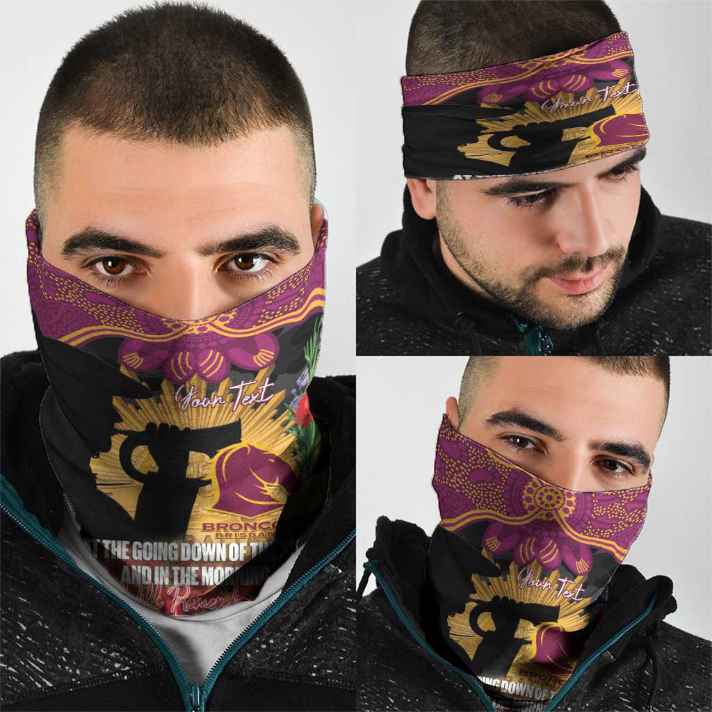 Personalised Brisbane Broncos Rugby ANZAC Day Neck Gaiter Last Post Poppy We Will Remember Them
