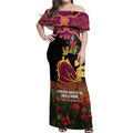 Personalised Brisbane Broncos Rugby ANZAC Day Off Shoulder Maxi Dress Last Post Poppy We Will Remember Them