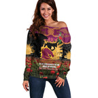 Personalised Brisbane Broncos Rugby ANZAC Day Off Shoulder Sweater Last Post Poppy We Will Remember Them