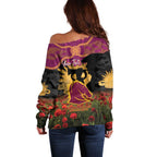 Personalised Brisbane Broncos Rugby ANZAC Day Off Shoulder Sweater Last Post Poppy We Will Remember Them
