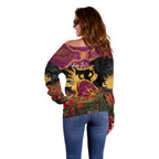 Personalised Brisbane Broncos Rugby ANZAC Day Off Shoulder Sweater Last Post Poppy We Will Remember Them