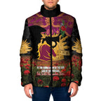 Personalised Brisbane Broncos Rugby ANZAC Day Padded Jacket Last Post Poppy We Will Remember Them