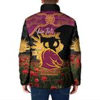 Personalised Brisbane Broncos Rugby ANZAC Day Padded Jacket Last Post Poppy We Will Remember Them