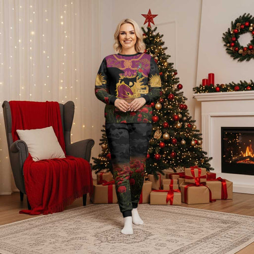 Personalised Brisbane Broncos Rugby ANZAC Day Pajama Set Last Post Poppy We Will Remember Them