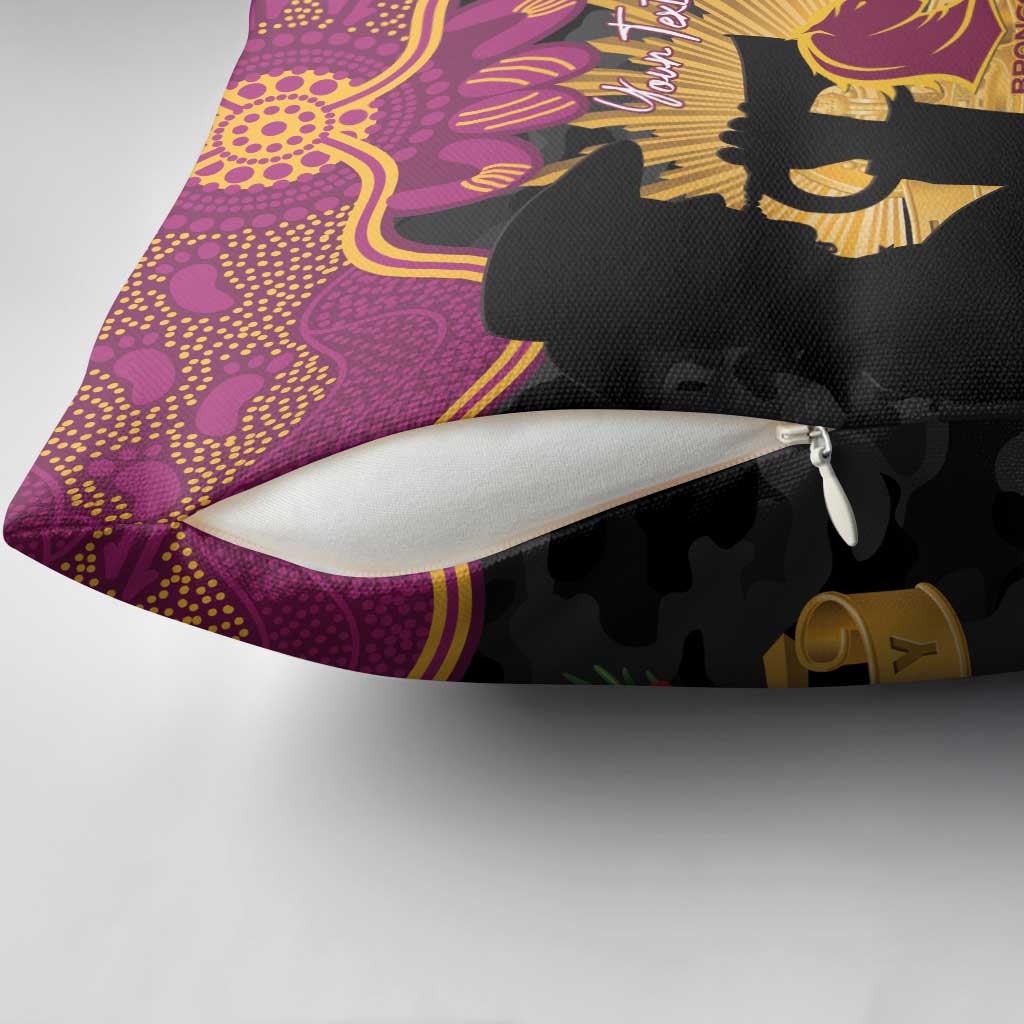 Personalised Brisbane Broncos Rugby ANZAC Day Pillow Cover Last Post Poppy We Will Remember Them
