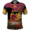 Personalised Brisbane Broncos Rugby ANZAC Day Polo Shirt Last Post Poppy We Will Remember Them