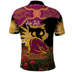Personalised Brisbane Broncos Rugby ANZAC Day Polo Shirt Last Post Poppy We Will Remember Them