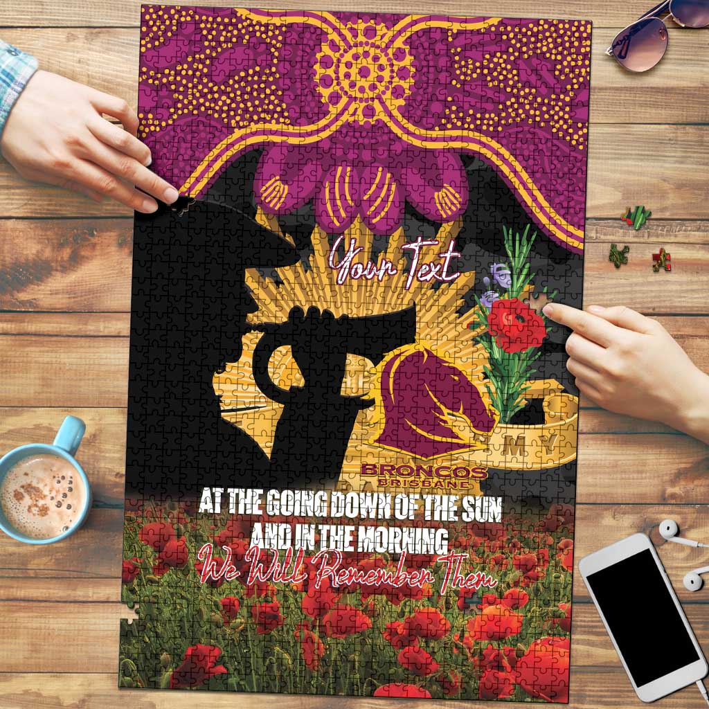 Personalised Brisbane Broncos Rugby ANZAC Day Puzzle Last Post Poppy We Will Remember Them