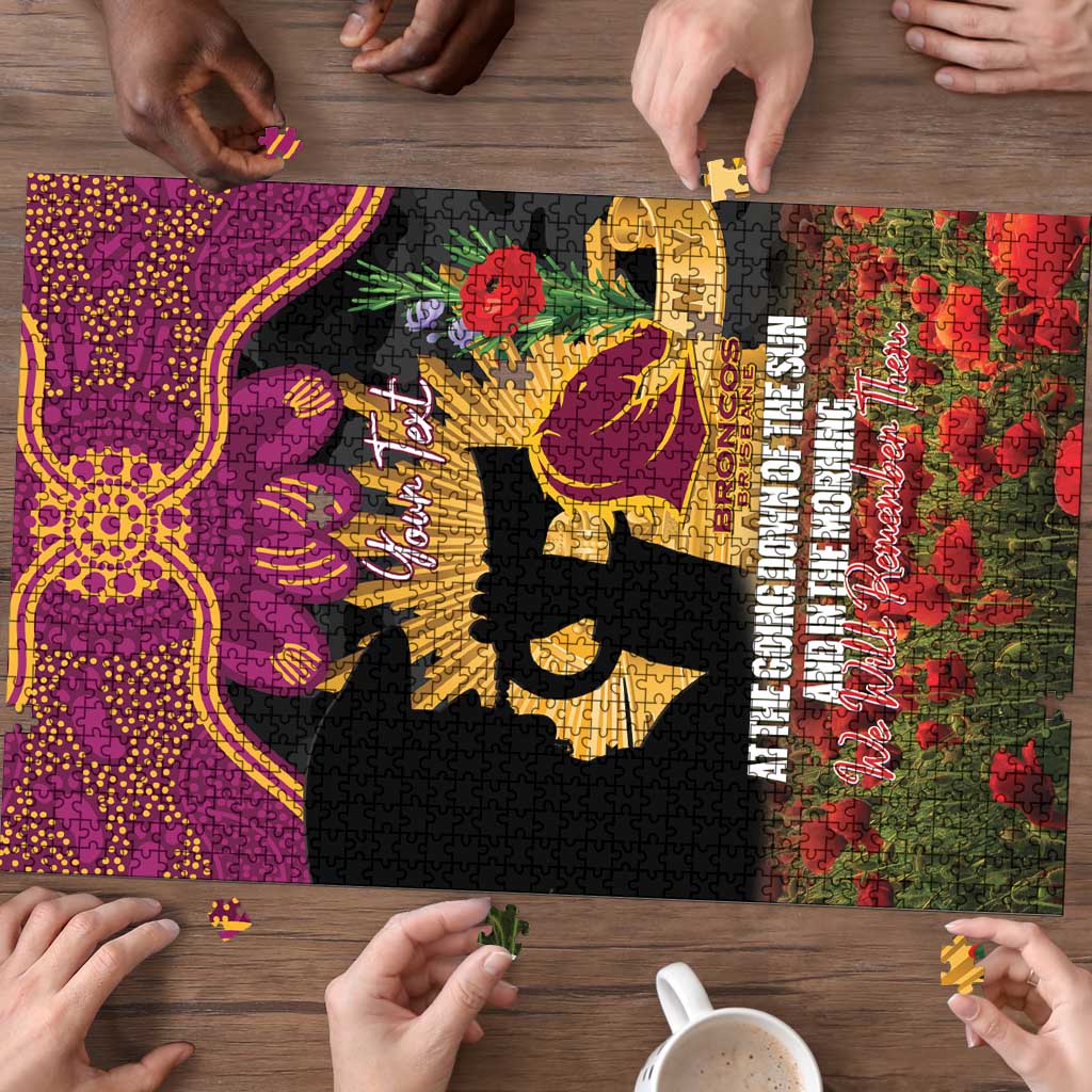 Personalised Brisbane Broncos Rugby ANZAC Day Puzzle Last Post Poppy We Will Remember Them