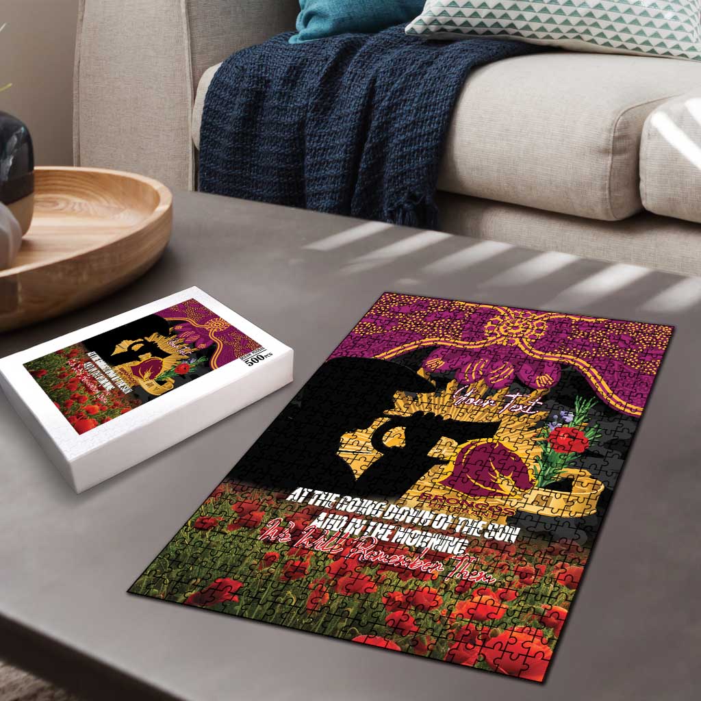 Personalised Brisbane Broncos Rugby ANZAC Day Puzzle Last Post Poppy We Will Remember Them