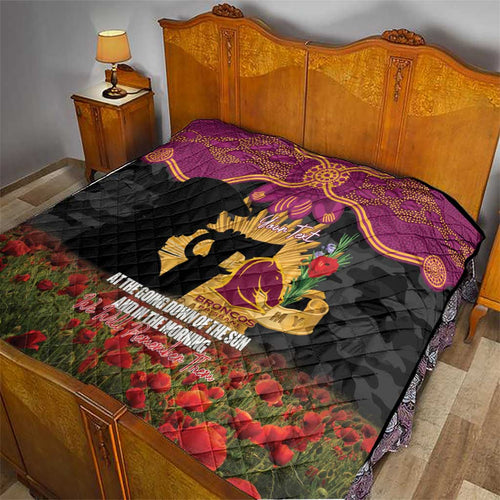 Personalised Brisbane Broncos Rugby ANZAC Day Quilt Last Post Poppy We Will Remember Them