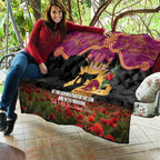 Personalised Brisbane Broncos Rugby ANZAC Day Quilt Last Post Poppy We Will Remember Them