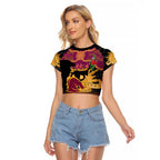 Personalised Brisbane Broncos Rugby ANZAC Day Raglan Cropped T Shirt Last Post Poppy We Will Remember Them