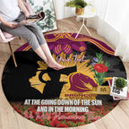 Personalised Brisbane Broncos Rugby ANZAC Day Round Carpet Last Post Poppy We Will Remember Them