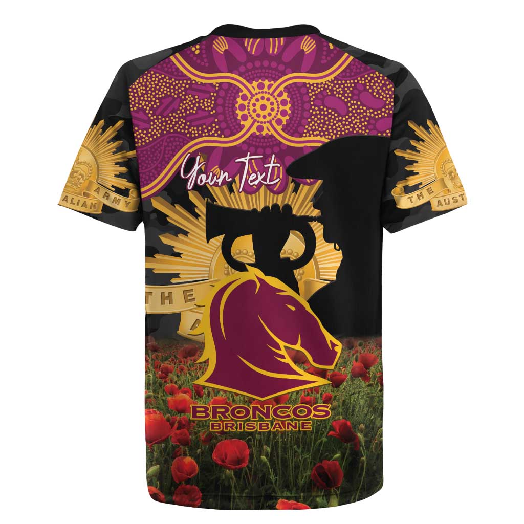 Personalised Brisbane Broncos Rugby ANZAC Day Rugby Jersey Last Post Poppy We Will Remember Them