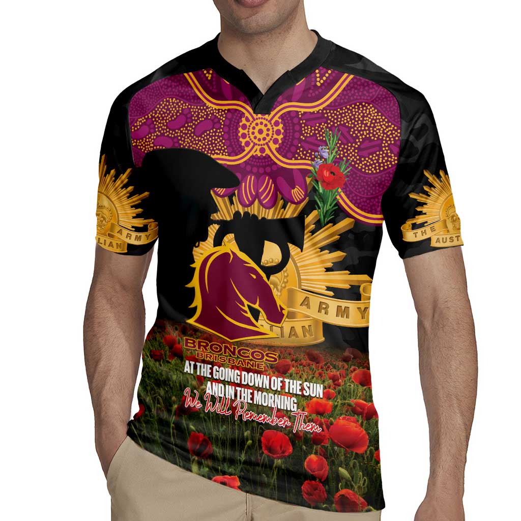 Personalised Brisbane Broncos Rugby ANZAC Day Rugby Jersey Last Post Poppy We Will Remember Them