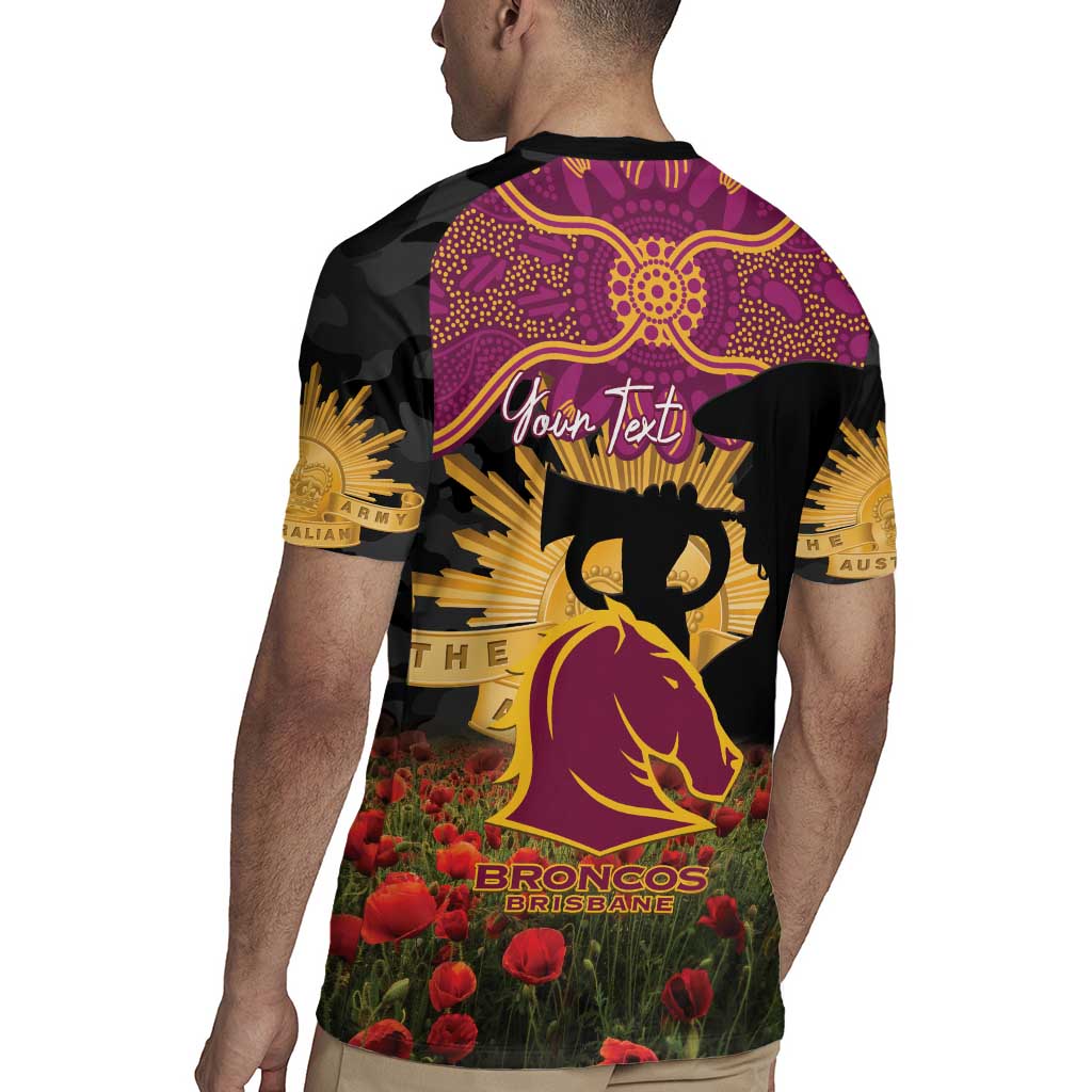 Personalised Brisbane Broncos Rugby ANZAC Day Rugby Jersey Last Post Poppy We Will Remember Them