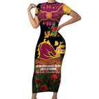 Personalised Brisbane Broncos Rugby ANZAC Day Short Sleeve Bodycon Dress Last Post Poppy We Will Remember Them