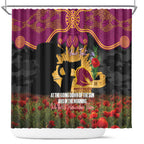 Personalised Brisbane Broncos Rugby ANZAC Day Shower Curtain Last Post Poppy We Will Remember Them