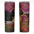 Personalised Brisbane Broncos Rugby ANZAC Day Skinny Tumbler Last Post Poppy We Will Remember Them