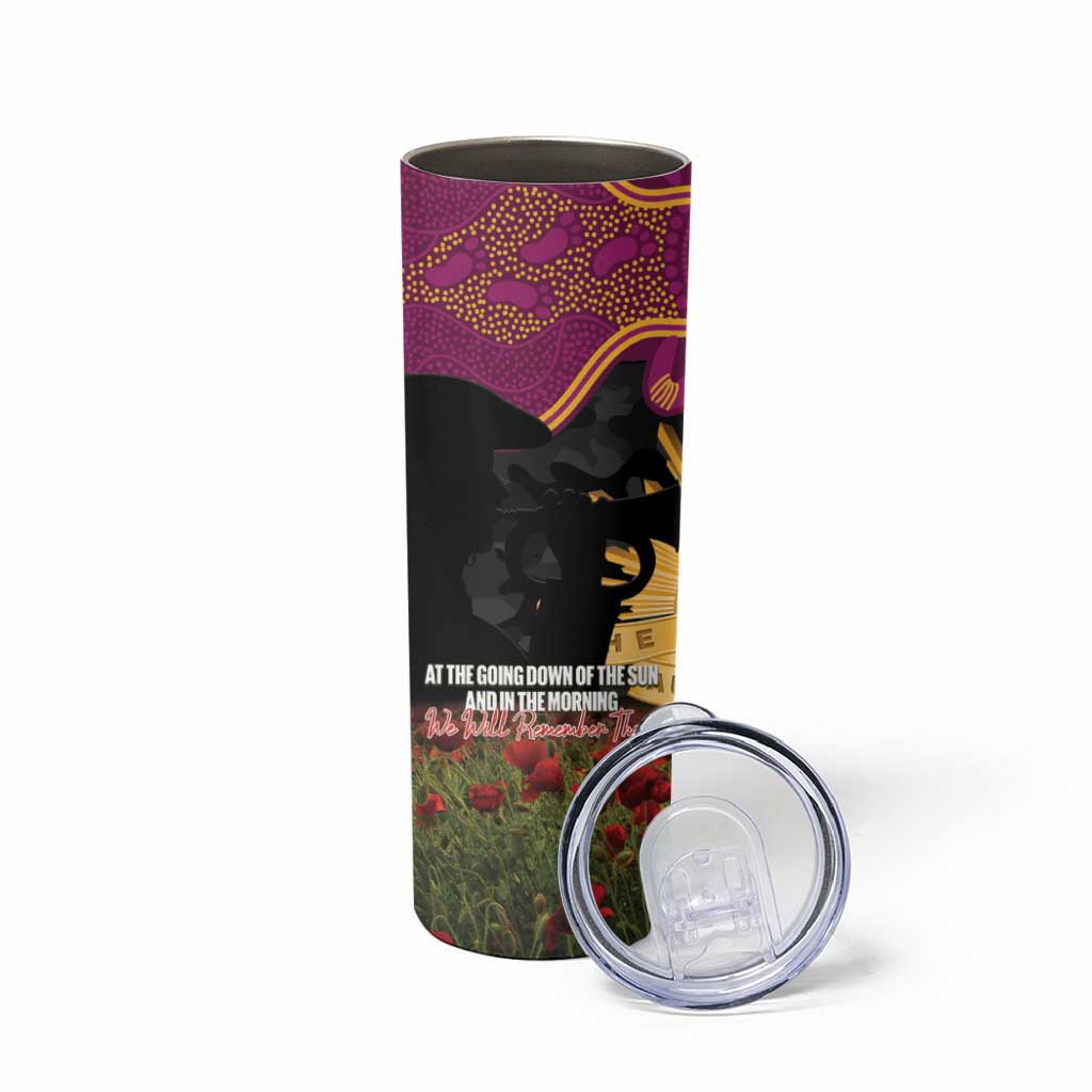Personalised Brisbane Broncos Rugby ANZAC Day Skinny Tumbler Last Post Poppy We Will Remember Them