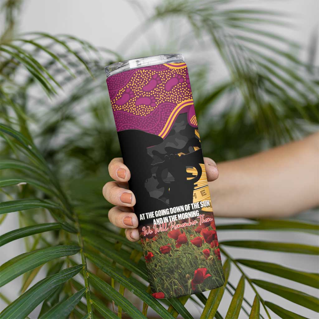Personalised Brisbane Broncos Rugby ANZAC Day Skinny Tumbler Last Post Poppy We Will Remember Them