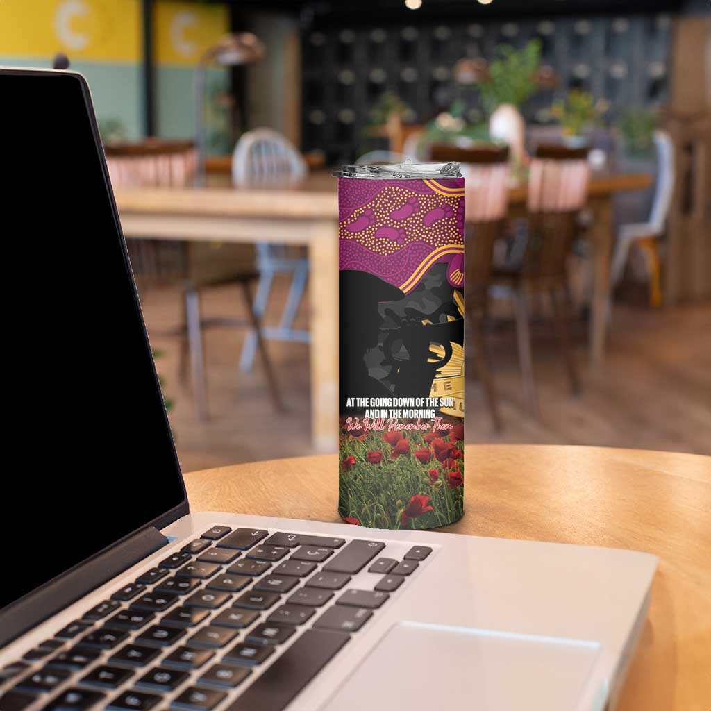 Personalised Brisbane Broncos Rugby ANZAC Day Skinny Tumbler Last Post Poppy We Will Remember Them