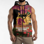 Personalised Brisbane Broncos Rugby ANZAC Day Sleeveless Zip Hoodie Last Post Poppy We Will Remember Them