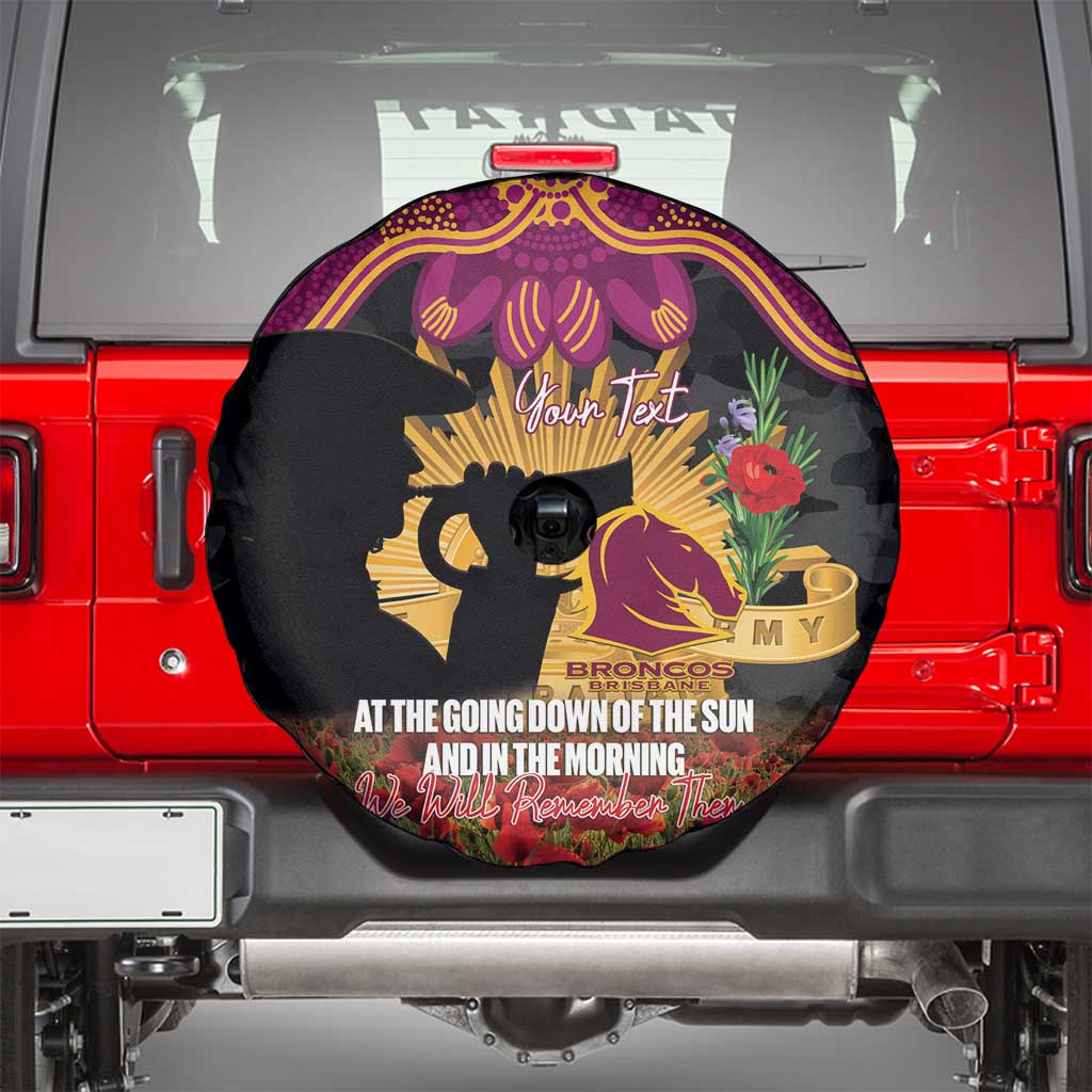 Personalised Brisbane Broncos Rugby ANZAC Day Spare Tire Cover Last Post Poppy We Will Remember Them