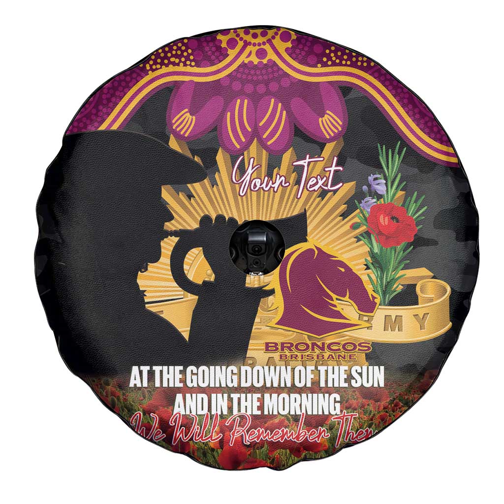 Personalised Brisbane Broncos Rugby ANZAC Day Spare Tire Cover Last Post Poppy We Will Remember Them