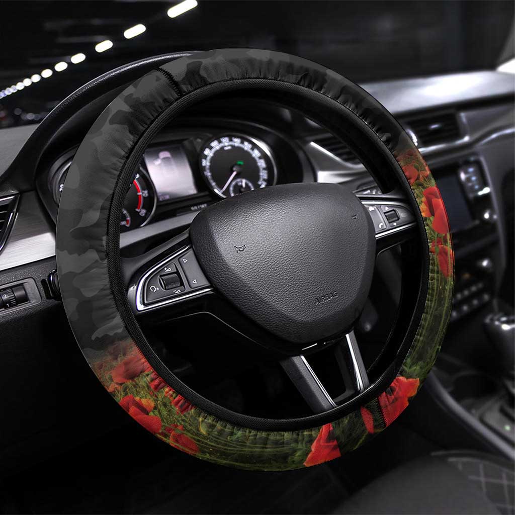Brisbane Broncos Rugby ANZAC Day Steering Wheel Cover Last Post Poppy We Will Remember Them