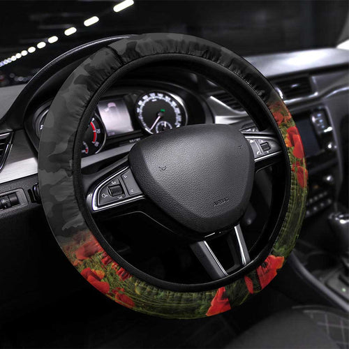 Brisbane Broncos Rugby ANZAC Day Steering Wheel Cover Last Post Poppy We Will Remember Them