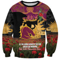 Personalised Brisbane Broncos Rugby ANZAC Day Sweatshirt Last Post Poppy We Will Remember Them