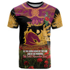 Personalised Brisbane Broncos Rugby ANZAC Day T Shirt Last Post Poppy We Will Remember Them