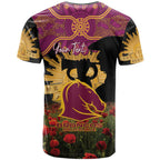 Personalised Brisbane Broncos Rugby ANZAC Day T Shirt Last Post Poppy We Will Remember Them