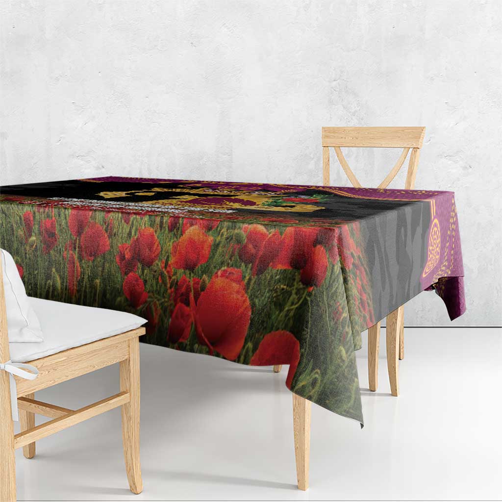 Personalised Brisbane Broncos Rugby ANZAC Day Tablecloth Last Post Poppy We Will Remember Them