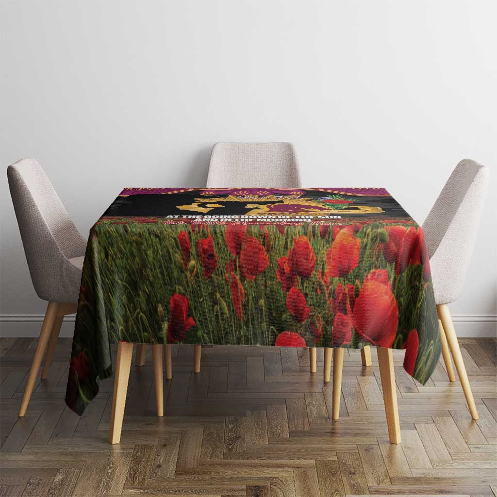 Personalised Brisbane Broncos Rugby ANZAC Day Tablecloth Last Post Poppy We Will Remember Them