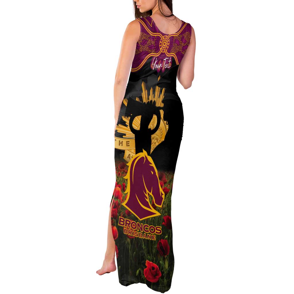 Personalised Brisbane Broncos Rugby ANZAC Day Tank Maxi Dress Last Post Poppy We Will Remember Them
