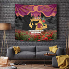 Personalised Brisbane Broncos Rugby ANZAC Day Tapestry Last Post Poppy We Will Remember Them