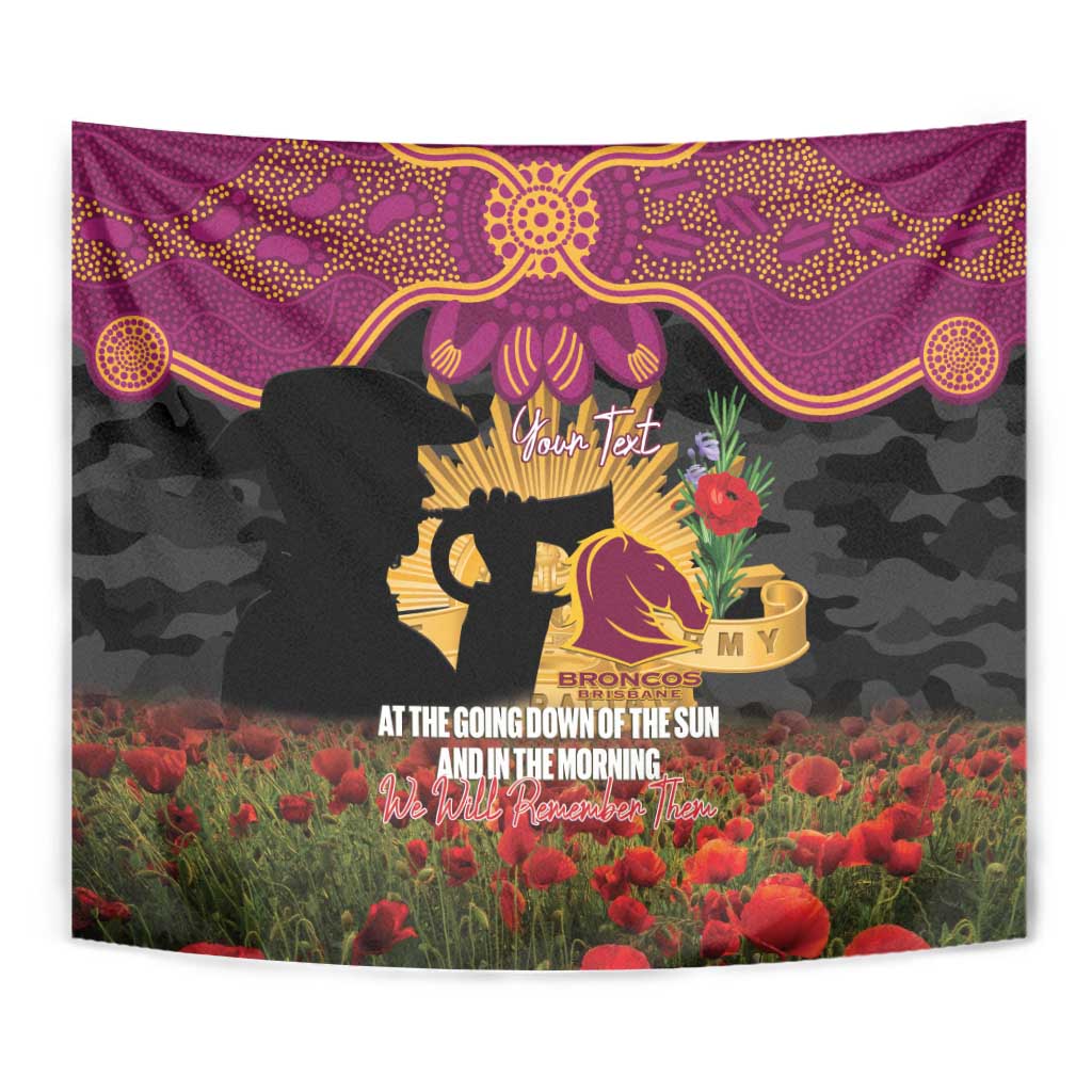 Personalised Brisbane Broncos Rugby ANZAC Day Tapestry Last Post Poppy We Will Remember Them