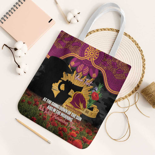 Personalised Brisbane Broncos Rugby ANZAC Day Tote Bag Last Post Poppy We Will Remember Them