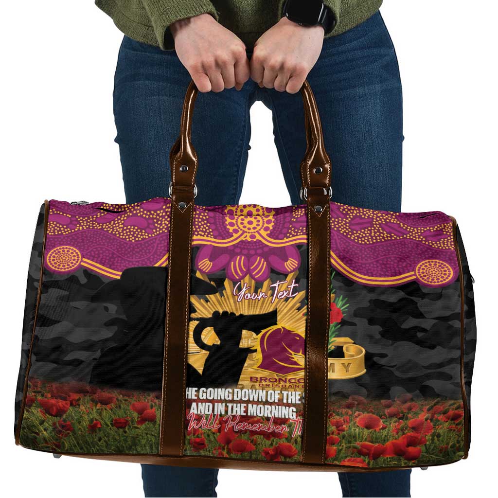 Personalised Brisbane Broncos Rugby ANZAC Day Travel Bag Last Post Poppy We Will Remember Them