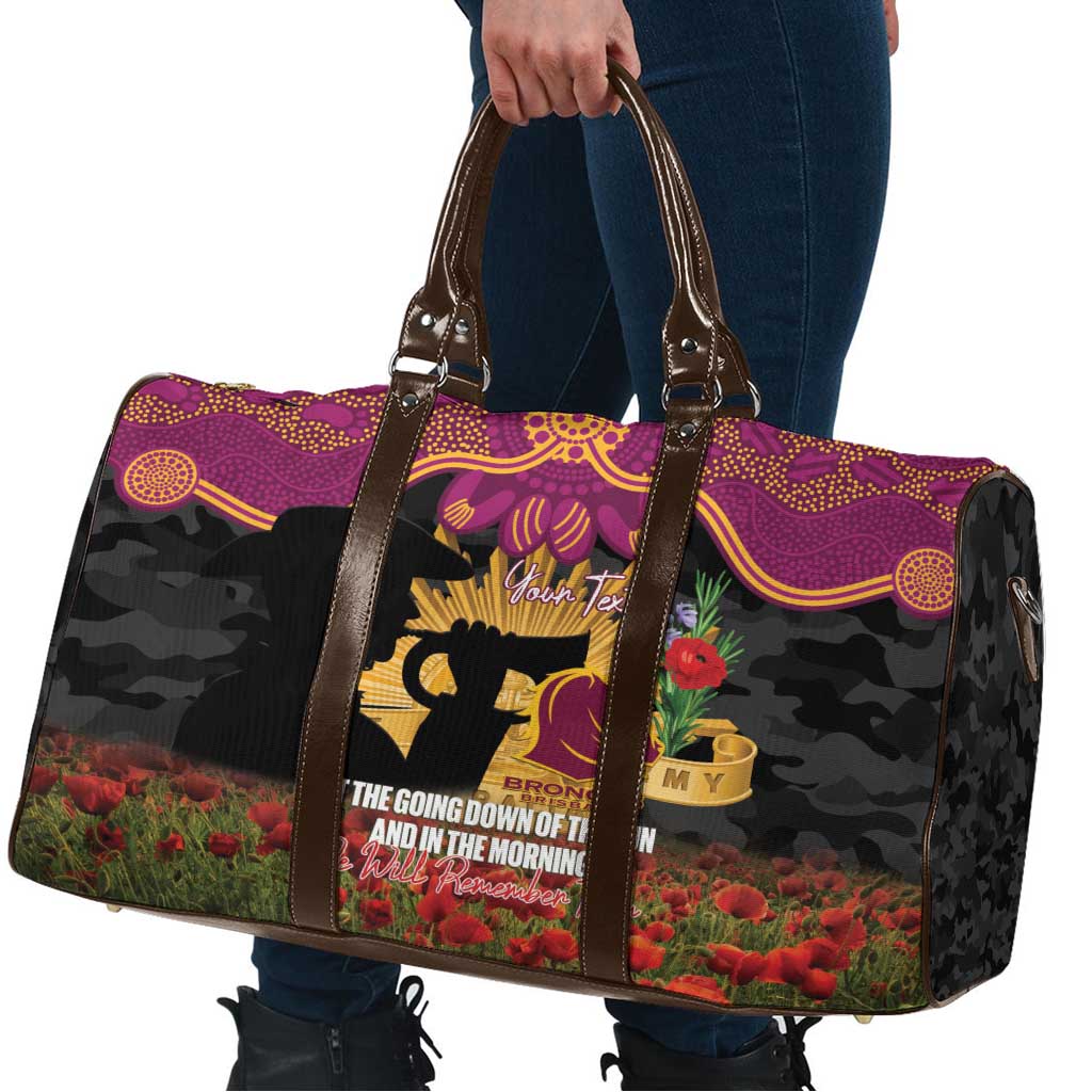 Personalised Brisbane Broncos Rugby ANZAC Day Travel Bag Last Post Poppy We Will Remember Them